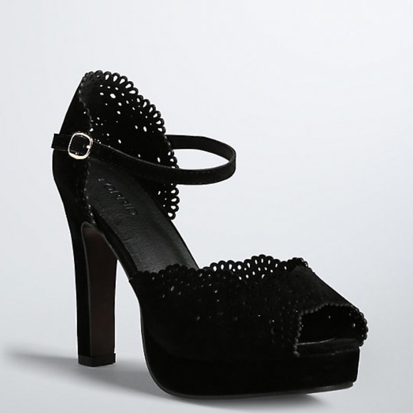torrid Shoes - Perforated Peep Toe Platform Heels (Wide Width)